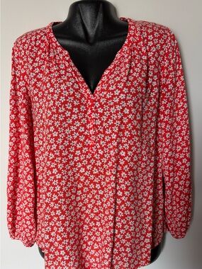 Old Navy Red Floral Peasant Blouse